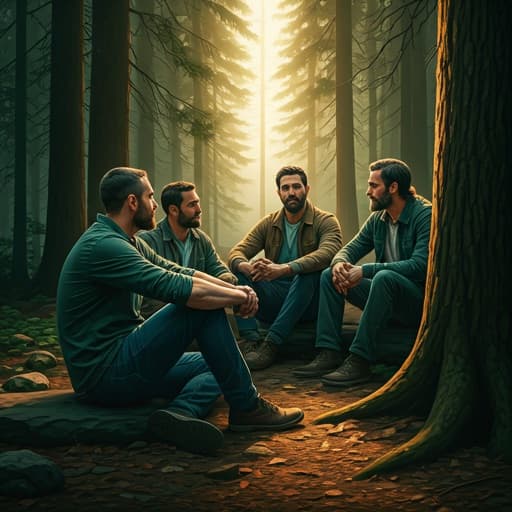 Men gathering in warm morning light, symbolizing the launch of Global Brother's Day and The True Manhood Movement.